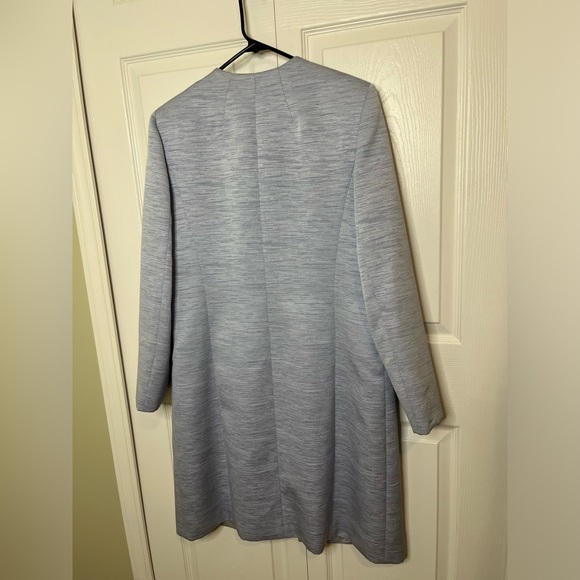 Tahari Arthur S. Levine LUXE Embellished Collar Heathered Blue Long Jacket Sz 12 - Picture 5 of 7